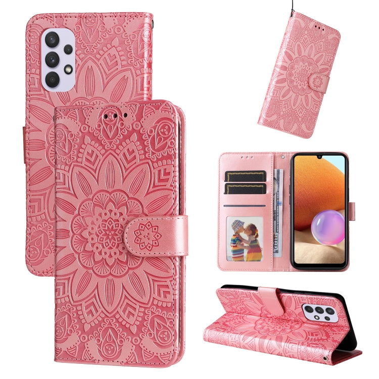 Custodia per telefono in pelle di girasole goffrata, For Samsung Galaxy A22 4G / M22 / M32 4G Global, For Samsung Galaxy A22 5G, For Samsung Galaxy A23 4G/5G / M23 5G / F23 5G, For Samsung Galaxy A32 4G
