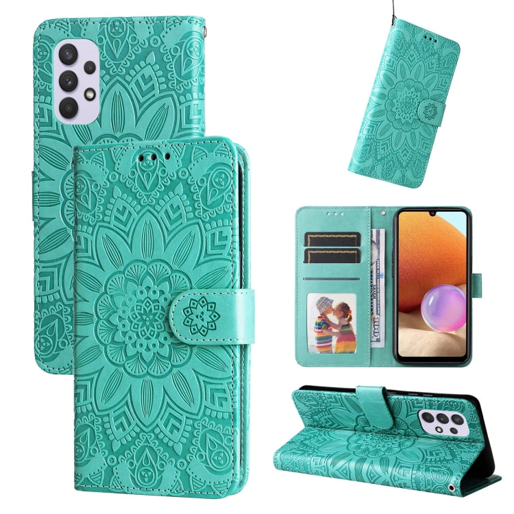 Custodia per telefono in pelle di girasole goffrata, For Samsung Galaxy A22 4G / M22 / M32 4G Global, For Samsung Galaxy A22 5G, For Samsung Galaxy A23 4G/5G / M23 5G / F23 5G, For Samsung Galaxy A32 4G
