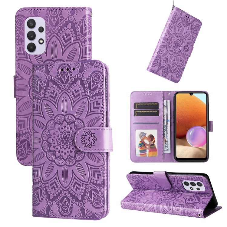 Custodia per telefono in pelle di girasole goffrata, For Samsung Galaxy A22 4G / M22 / M32 4G Global, For Samsung Galaxy A22 5G, For Samsung Galaxy A23 4G/5G / M23 5G / F23 5G, For Samsung Galaxy A32 4G