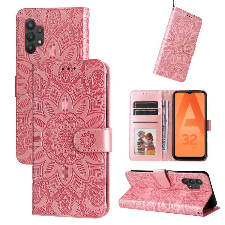 Custodia per telefono in pelle di girasole goffrata, For Samsung Galaxy A32 5G, For Samsung Galaxy A33 5G, For Samsung Galaxy A52 4G / 5G, For Samsung Galaxy A53 5G