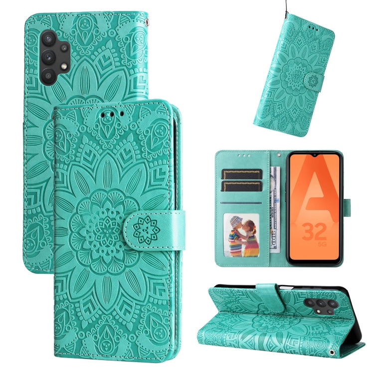 Custodia per telefono in pelle di girasole goffrata, For Samsung Galaxy A32 5G, For Samsung Galaxy A33 5G, For Samsung Galaxy A52 4G / 5G, For Samsung Galaxy A53 5G