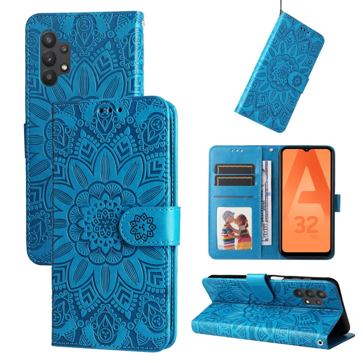 Custodia per telefono in pelle di girasole goffrata, For Samsung Galaxy A32 5G, For Samsung Galaxy A33 5G, For Samsung Galaxy A52 4G / 5G, For Samsung Galaxy A53 5G
