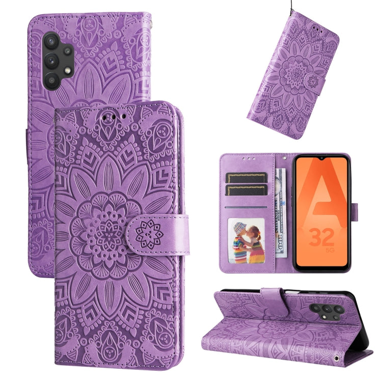 Custodia per telefono in pelle di girasole goffrata, For Samsung Galaxy A32 5G, For Samsung Galaxy A33 5G, For Samsung Galaxy A52 4G / 5G, For Samsung Galaxy A53 5G