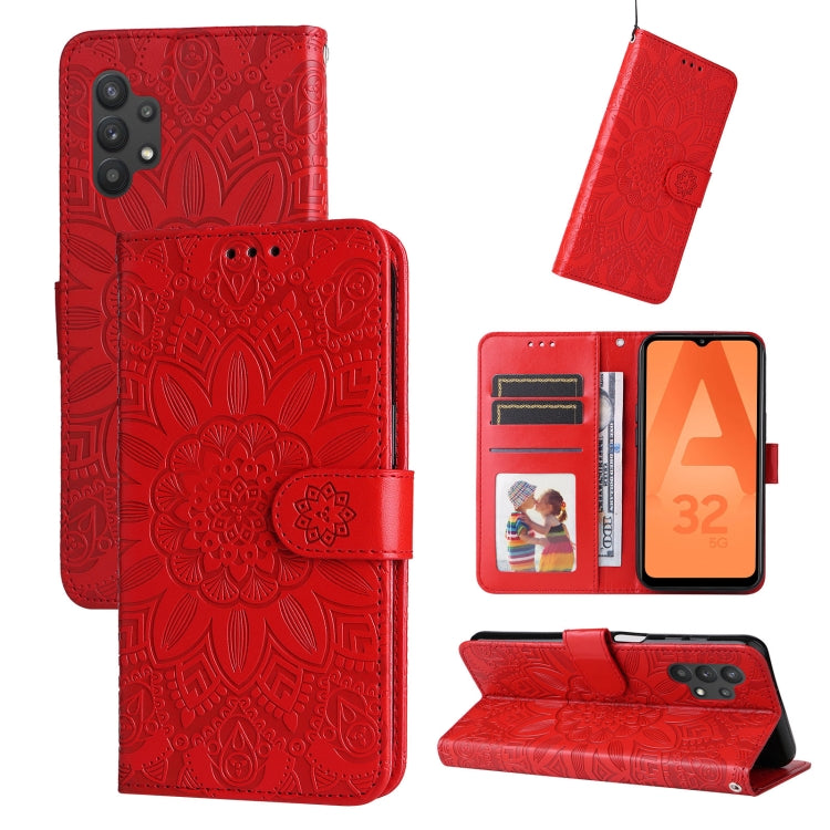 Custodia per telefono in pelle di girasole goffrata, For Samsung Galaxy A32 5G, For Samsung Galaxy A33 5G, For Samsung Galaxy A52 4G / 5G, For Samsung Galaxy A53 5G