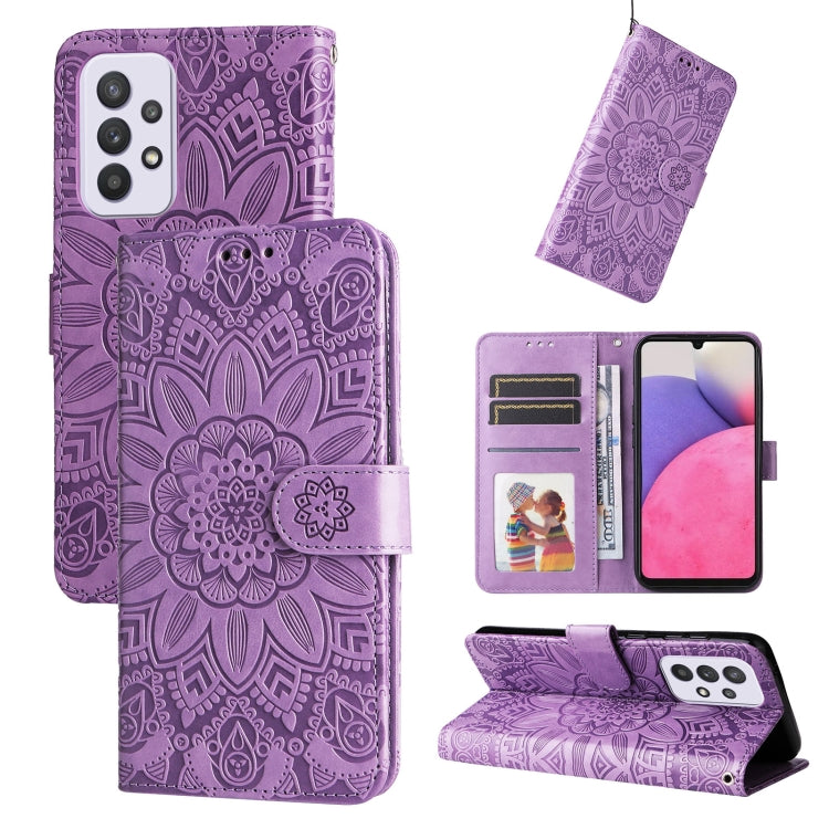 Custodia per telefono in pelle di girasole goffrata, For Samsung Galaxy A32 5G, For Samsung Galaxy A33 5G, For Samsung Galaxy A52 4G / 5G, For Samsung Galaxy A53 5G