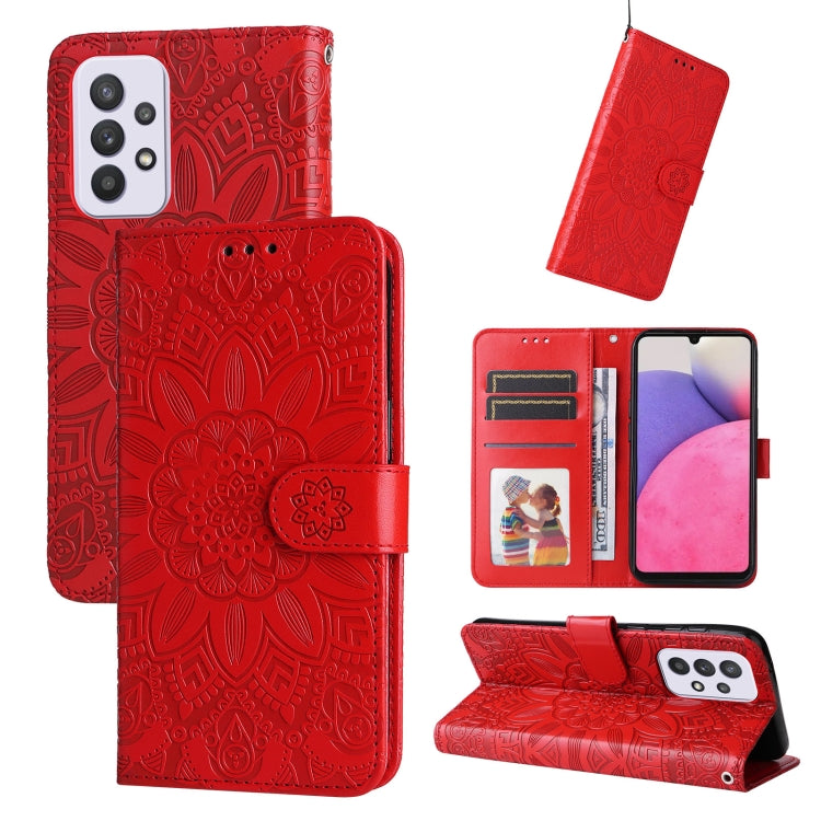 Custodia per telefono in pelle di girasole goffrata, For Samsung Galaxy A32 5G, For Samsung Galaxy A33 5G, For Samsung Galaxy A52 4G / 5G, For Samsung Galaxy A53 5G