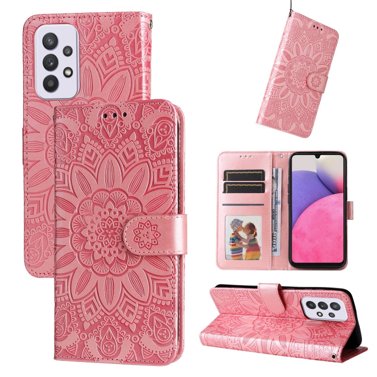 Custodia per telefono in pelle di girasole goffrata, For Samsung Galaxy A32 5G, For Samsung Galaxy A33 5G, For Samsung Galaxy A52 4G / 5G, For Samsung Galaxy A53 5G