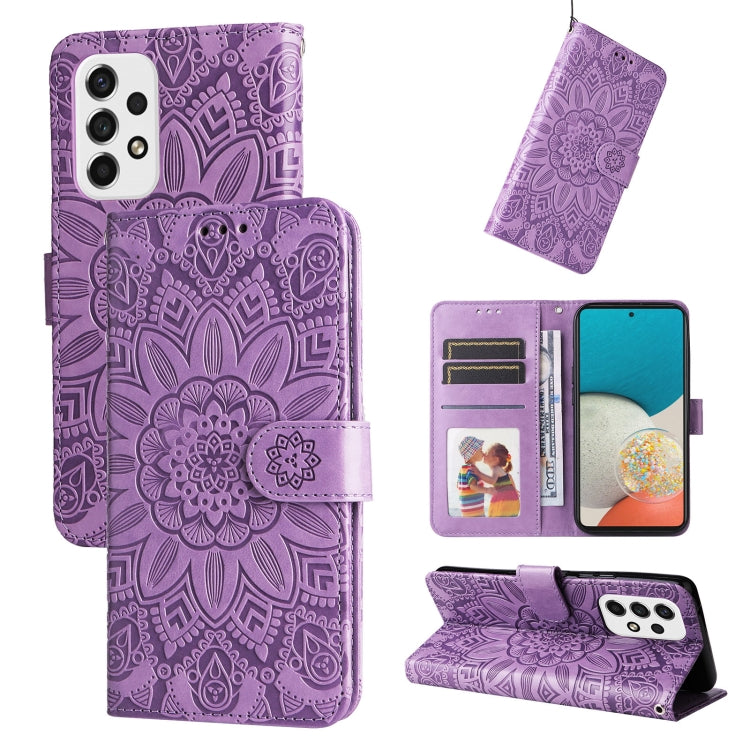 Custodia per telefono in pelle di girasole goffrata, For Samsung Galaxy A32 5G, For Samsung Galaxy A33 5G, For Samsung Galaxy A52 4G / 5G, For Samsung Galaxy A53 5G