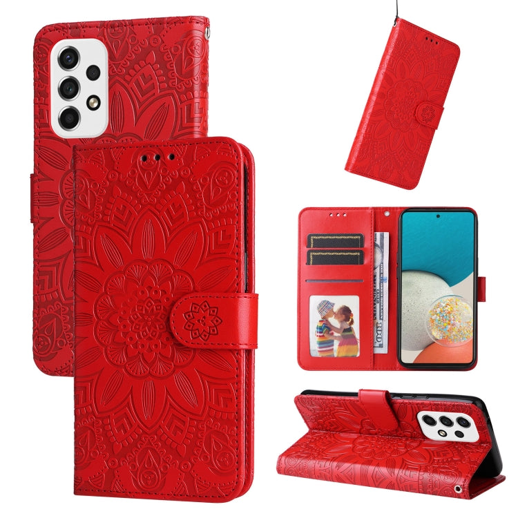 Custodia per telefono in pelle di girasole goffrata, For Samsung Galaxy A73 5G, For Samsung Galaxy M33 5G Global, For Samsung Galaxy M52 5G, For Samsung Galaxy M53 5G