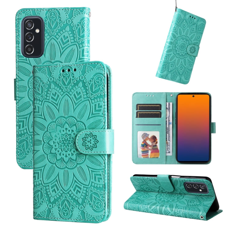 Custodia per telefono in pelle di girasole goffrata, For Samsung Galaxy A73 5G, For Samsung Galaxy M33 5G Global, For Samsung Galaxy M52 5G, For Samsung Galaxy M53 5G