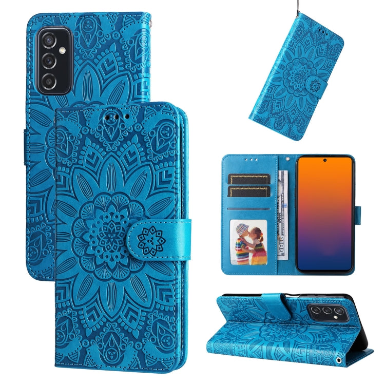 Custodia per telefono in pelle di girasole goffrata, For Samsung Galaxy A73 5G, For Samsung Galaxy M33 5G Global, For Samsung Galaxy M52 5G, For Samsung Galaxy M53 5G