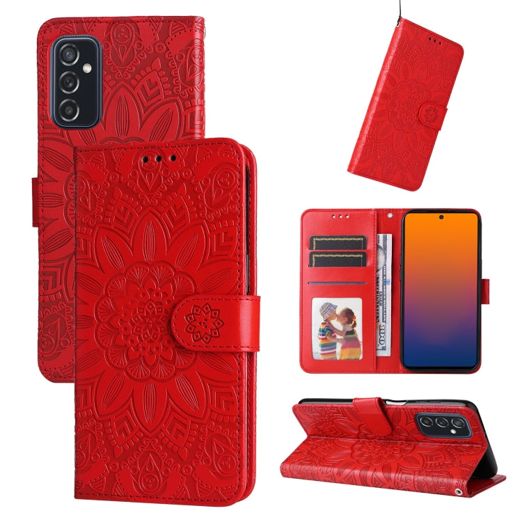 Custodia per telefono in pelle di girasole goffrata, For Samsung Galaxy A73 5G, For Samsung Galaxy M33 5G Global, For Samsung Galaxy M52 5G, For Samsung Galaxy M53 5G