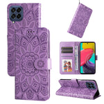 Custodia per telefono in pelle di girasole goffrata, For Samsung Galaxy A73 5G, For Samsung Galaxy M33 5G Global, For Samsung Galaxy M52 5G, For Samsung Galaxy M53 5G