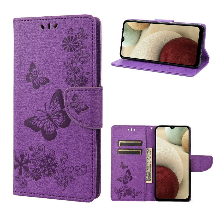 Custodia per cellulare in pelle flip orizzontale con goffratura farfalle, For Motorola Moto E32, For Samsung Galaxy A03, For Samsung Galaxy Xcover6 Pro