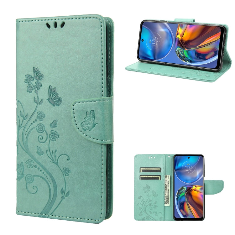 Custodia per telefono in pelle a vibrazione orizzontale con motivo floreale a farfalla con slot per schede e supporto, For Motorola Moto E32, For Samsung Galaxy A03, For Samsung Galaxy Xcover6 Pro