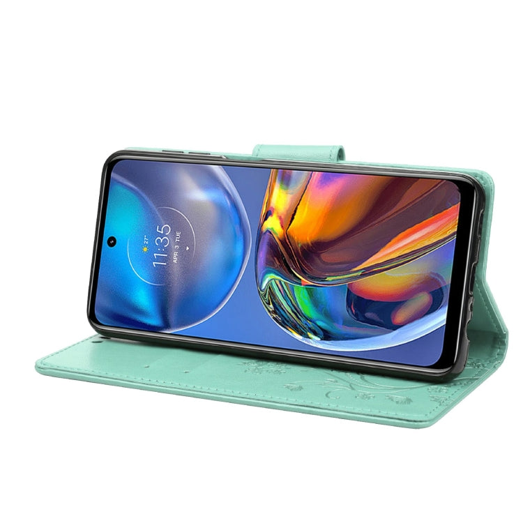Custodia per telefono in pelle a vibrazione orizzontale con motivo floreale a farfalla con slot per schede e supporto, For Motorola Moto E32, For Samsung Galaxy A03, For Samsung Galaxy Xcover6 Pro