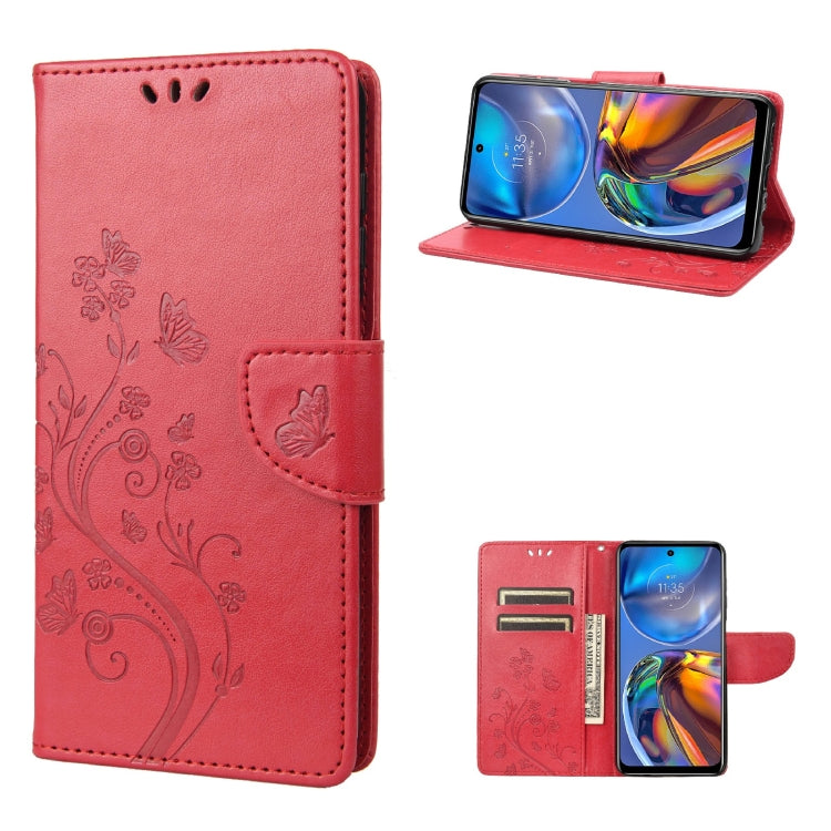 Custodia per telefono in pelle a vibrazione orizzontale con motivo floreale a farfalla con slot per schede e supporto, For Motorola Moto E32, For Samsung Galaxy A03, For Samsung Galaxy Xcover6 Pro