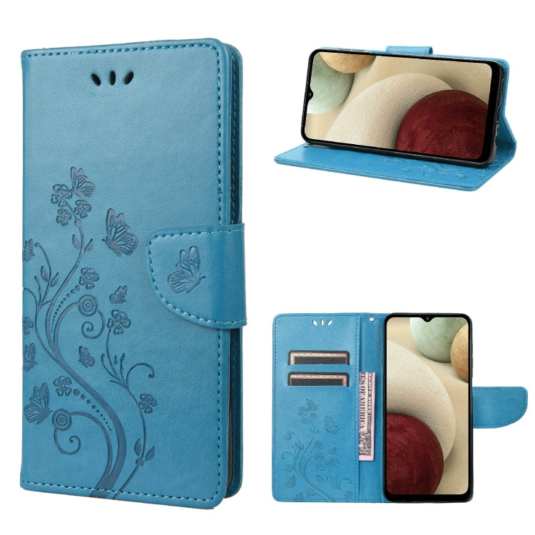 Custodia per telefono in pelle a vibrazione orizzontale con motivo floreale a farfalla con slot per schede e supporto, For Motorola Moto E32, For Samsung Galaxy A03, For Samsung Galaxy Xcover6 Pro