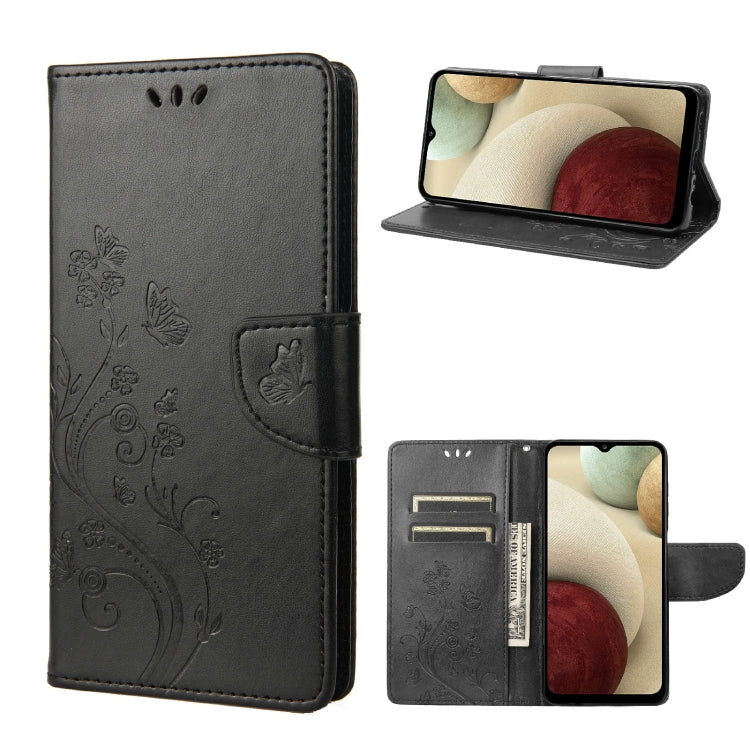 Custodia per telefono in pelle a vibrazione orizzontale con motivo floreale a farfalla con slot per schede e supporto, For Motorola Moto E32, For Samsung Galaxy A03, For Samsung Galaxy Xcover6 Pro