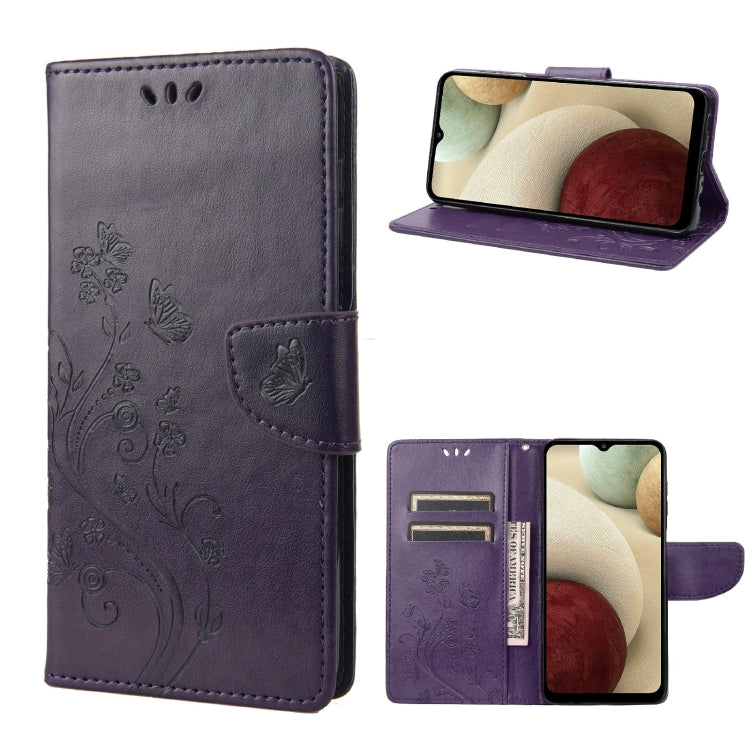 Custodia per telefono in pelle a vibrazione orizzontale con motivo floreale a farfalla con slot per schede e supporto, For Motorola Moto E32, For Samsung Galaxy A03, For Samsung Galaxy Xcover6 Pro