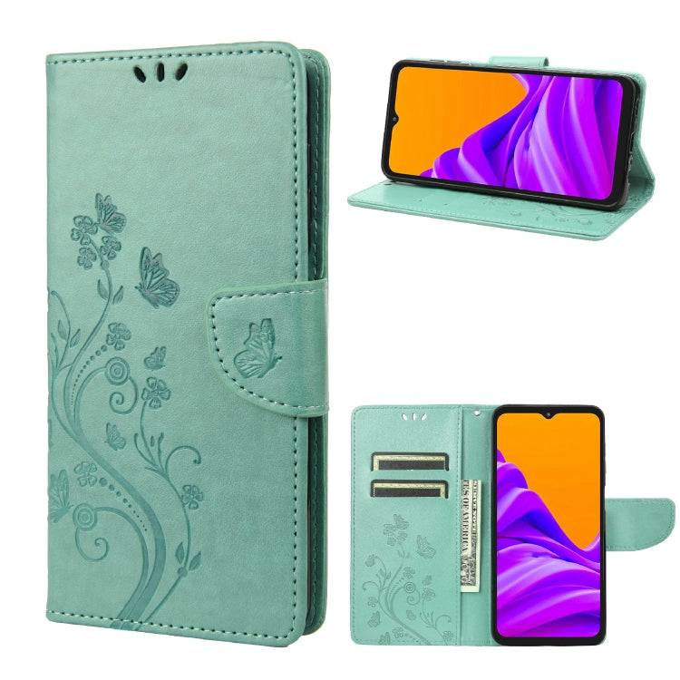 Custodia per telefono in pelle a vibrazione orizzontale con motivo floreale a farfalla con slot per schede e supporto, For Motorola Moto E32, For Samsung Galaxy A03, For Samsung Galaxy Xcover6 Pro