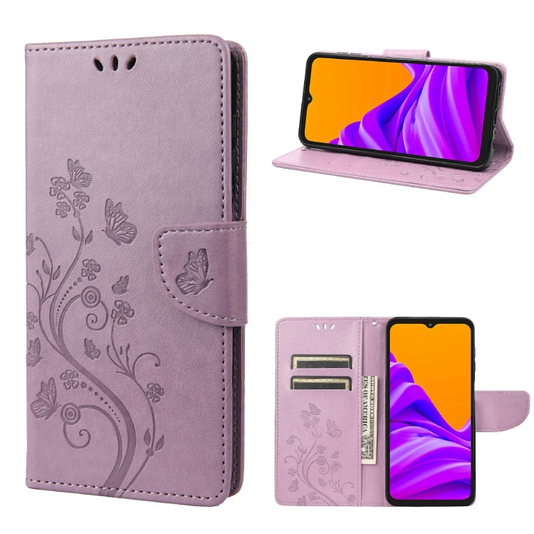 Custodia per telefono in pelle a vibrazione orizzontale con motivo floreale a farfalla con slot per schede e supporto, For Motorola Moto E32, For Samsung Galaxy A03, For Samsung Galaxy Xcover6 Pro