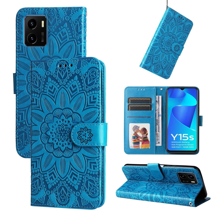 Custodia per telefono in pelle di girasole goffrata, For vivo S12 Pro / V23 Pro, For vivo S12 / V23 5G, For vivo Y15s 2021 / Y15a / Y10 4G, For vivo Y20