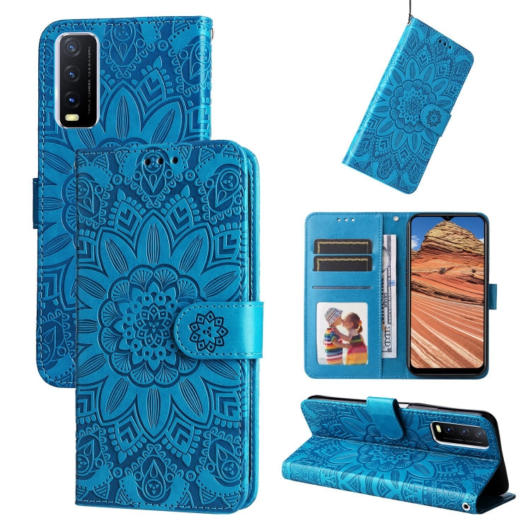 Custodia per telefono in pelle di girasole goffrata, For vivo S12 Pro / V23 Pro, For vivo S12 / V23 5G, For vivo Y15s 2021 / Y15a / Y10 4G, For vivo Y20
