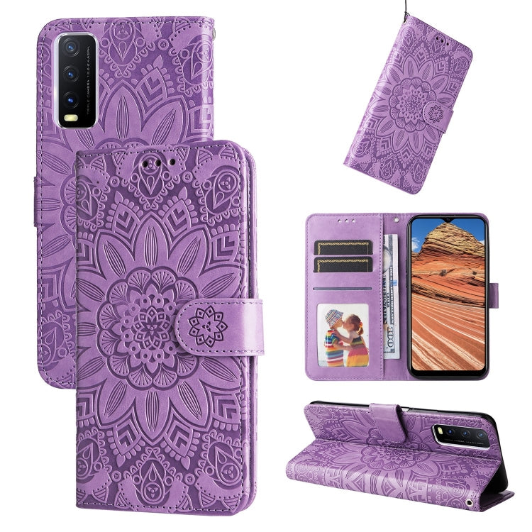Custodia per telefono in pelle di girasole goffrata, For vivo S12 Pro / V23 Pro, For vivo S12 / V23 5G, For vivo Y15s 2021 / Y15a / Y10 4G, For vivo Y20