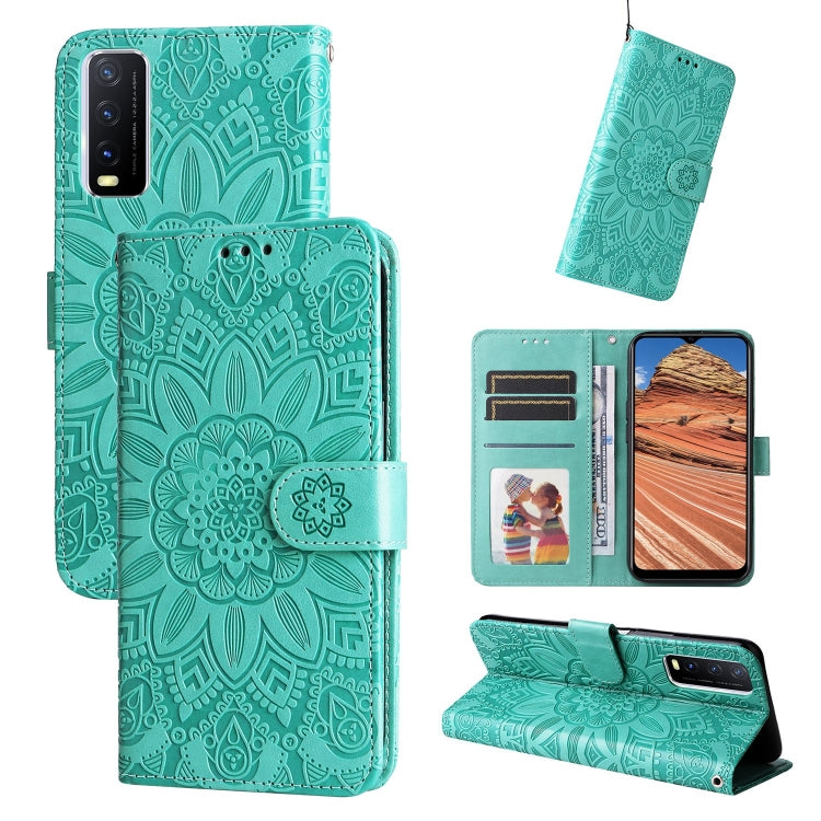 Custodia per telefono in pelle di girasole goffrata, For vivo S12 Pro / V23 Pro, For vivo S12 / V23 5G, For vivo Y15s 2021 / Y15a / Y10 4G, For vivo Y20