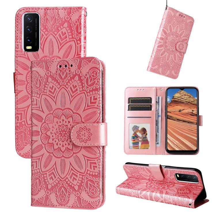 Custodia per telefono in pelle di girasole goffrata, For vivo S12 Pro / V23 Pro, For vivo S12 / V23 5G, For vivo Y15s 2021 / Y15a / Y10 4G, For vivo Y20