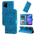Custodia per telefono in pelle di girasole goffrata, For vivo Y21 2021 / Y21s / Y33s, For vivo Y55 5G / Y75 5G / T1 5G, For vivo Y76s / Y76 5G