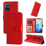 Custodia per telefono in pelle di girasole goffrata, For vivo Y21 2021 / Y21s / Y33s, For vivo Y55 5G / Y75 5G / T1 5G, For vivo Y76s / Y76 5G