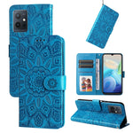 Custodia per telefono in pelle di girasole goffrata, For vivo Y21 2021 / Y21s / Y33s, For vivo Y55 5G / Y75 5G / T1 5G, For vivo Y76s / Y76 5G