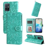 Custodia per telefono in pelle di girasole goffrata, For vivo Y21 2021 / Y21s / Y33s, For vivo Y55 5G / Y75 5G / T1 5G, For vivo Y76s / Y76 5G