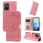 Custodia per telefono in pelle di girasole goffrata, For vivo Y21 2021 / Y21s / Y33s, For vivo Y55 5G / Y75 5G / T1 5G, For vivo Y76s / Y76 5G