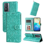 Custodia per telefono in pelle di girasole goffrata, For vivo Y21 2021 / Y21s / Y33s, For vivo Y55 5G / Y75 5G / T1 5G, For vivo Y76s / Y76 5G