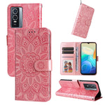 Custodia per telefono in pelle di girasole goffrata, For vivo Y21 2021 / Y21s / Y33s, For vivo Y55 5G / Y75 5G / T1 5G, For vivo Y76s / Y76 5G