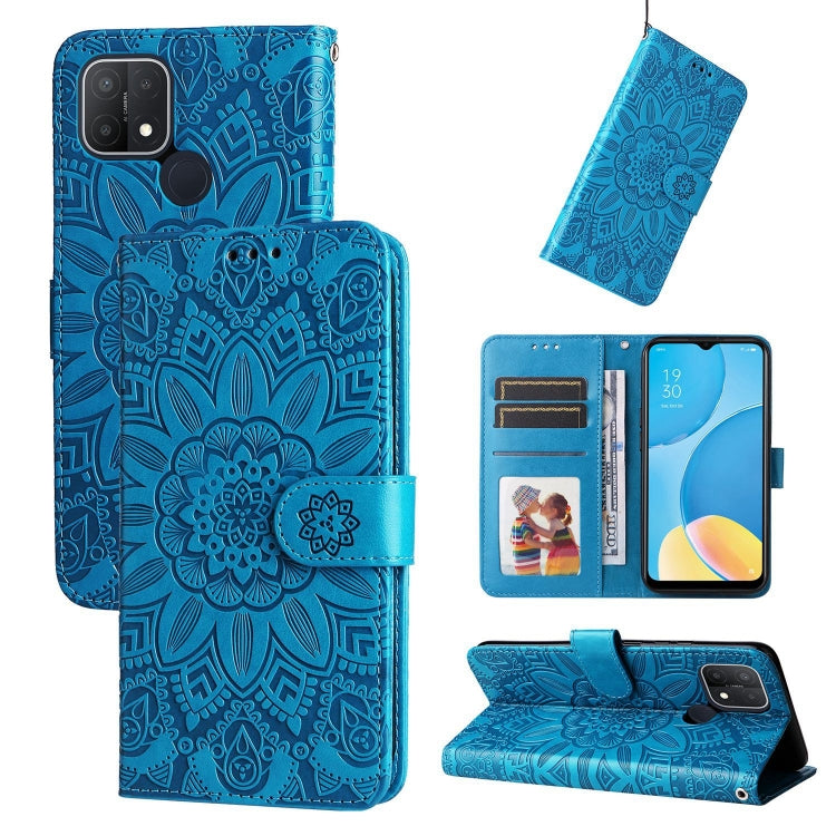 Custodia per telefono in pelle di girasole goffrata, For OPPO A7 / A5s, For OPPO A9 / A5 2020, For OPPO A15 / A16K / A16e, For OPPO A52 / A72 / A92