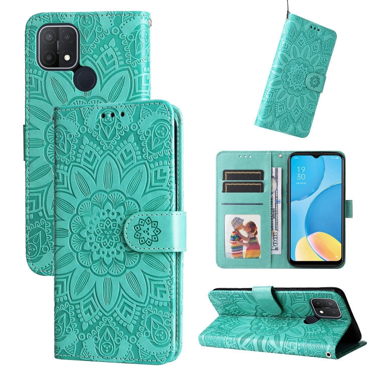 Custodia per telefono in pelle di girasole goffrata, For OPPO A7 / A5s, For OPPO A9 / A5 2020, For OPPO A15 / A16K / A16e, For OPPO A52 / A72 / A92