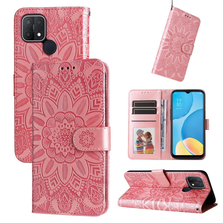 Custodia per telefono in pelle di girasole goffrata, For OPPO A7 / A5s, For OPPO A9 / A5 2020, For OPPO A15 / A16K / A16e, For OPPO A52 / A72 / A92