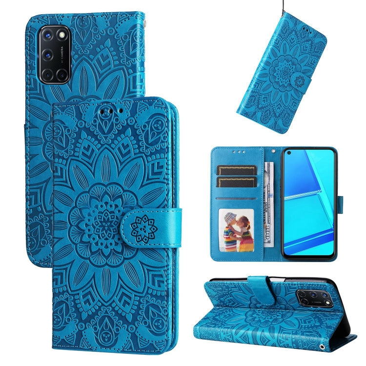 Custodia per telefono in pelle di girasole goffrata, For OPPO A7 / A5s, For OPPO A9 / A5 2020, For OPPO A15 / A16K / A16e, For OPPO A52 / A72 / A92