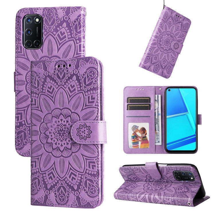 Custodia per telefono in pelle di girasole goffrata, For OPPO A7 / A5s, For OPPO A9 / A5 2020, For OPPO A15 / A16K / A16e, For OPPO A52 / A72 / A92