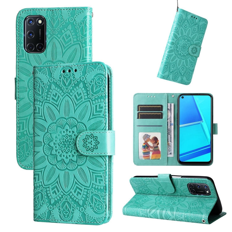 Custodia per telefono in pelle di girasole goffrata, For OPPO A7 / A5s, For OPPO A9 / A5 2020, For OPPO A15 / A16K / A16e, For OPPO A52 / A72 / A92