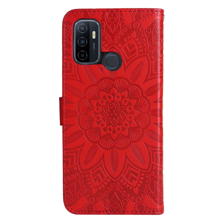 Custodia per telefono in pelle di girasole goffrata, For OPPO A53 / A53s / A33 / A32, For OPPO A54 4G / A16 / A16s / A55 4G, For OPPO A57 5G / Realme V23, For OPPO A74 4G / F19 4G / A95 4G