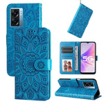 Custodia per telefono in pelle di girasole goffrata, For OPPO A53 / A53s / A33 / A32, For OPPO A54 4G / A16 / A16s / A55 4G, For OPPO A57 5G / Realme V23, For OPPO A74 4G / F19 4G / A95 4G