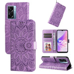 Custodia per telefono in pelle di girasole goffrata, For OPPO A53 / A53s / A33 / A32, For OPPO A54 4G / A16 / A16s / A55 4G, For OPPO A57 5G / Realme V23, For OPPO A74 4G / F19 4G / A95 4G