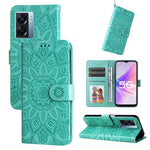 Custodia per telefono in pelle di girasole goffrata, For OPPO A53 / A53s / A33 / A32, For OPPO A54 4G / A16 / A16s / A55 4G, For OPPO A57 5G / Realme V23, For OPPO A74 4G / F19 4G / A95 4G