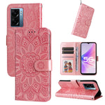 Custodia per telefono in pelle di girasole goffrata, For OPPO A53 / A53s / A33 / A32, For OPPO A54 4G / A16 / A16s / A55 4G, For OPPO A57 5G / Realme V23, For OPPO A74 4G / F19 4G / A95 4G