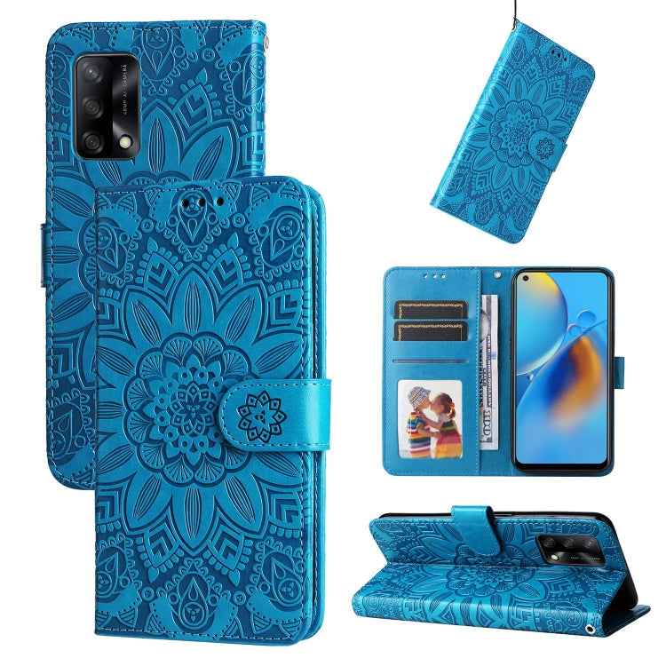 Custodia per telefono in pelle di girasole goffrata, For OPPO A53 / A53s / A33 / A32, For OPPO A54 4G / A16 / A16s / A55 4G, For OPPO A57 5G / Realme V23, For OPPO A74 4G / F19 4G / A95 4G